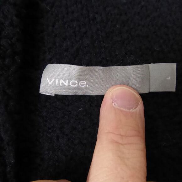 Vince Wool Blend Cardigan Womens SZ L Striped Open Front Cowl Neck Long Sleeved - Picture 4 of 11